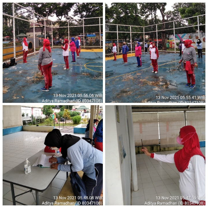 Kegiatan senam lansia di RPTRA anggrek dengan tetap mematuhi prokes